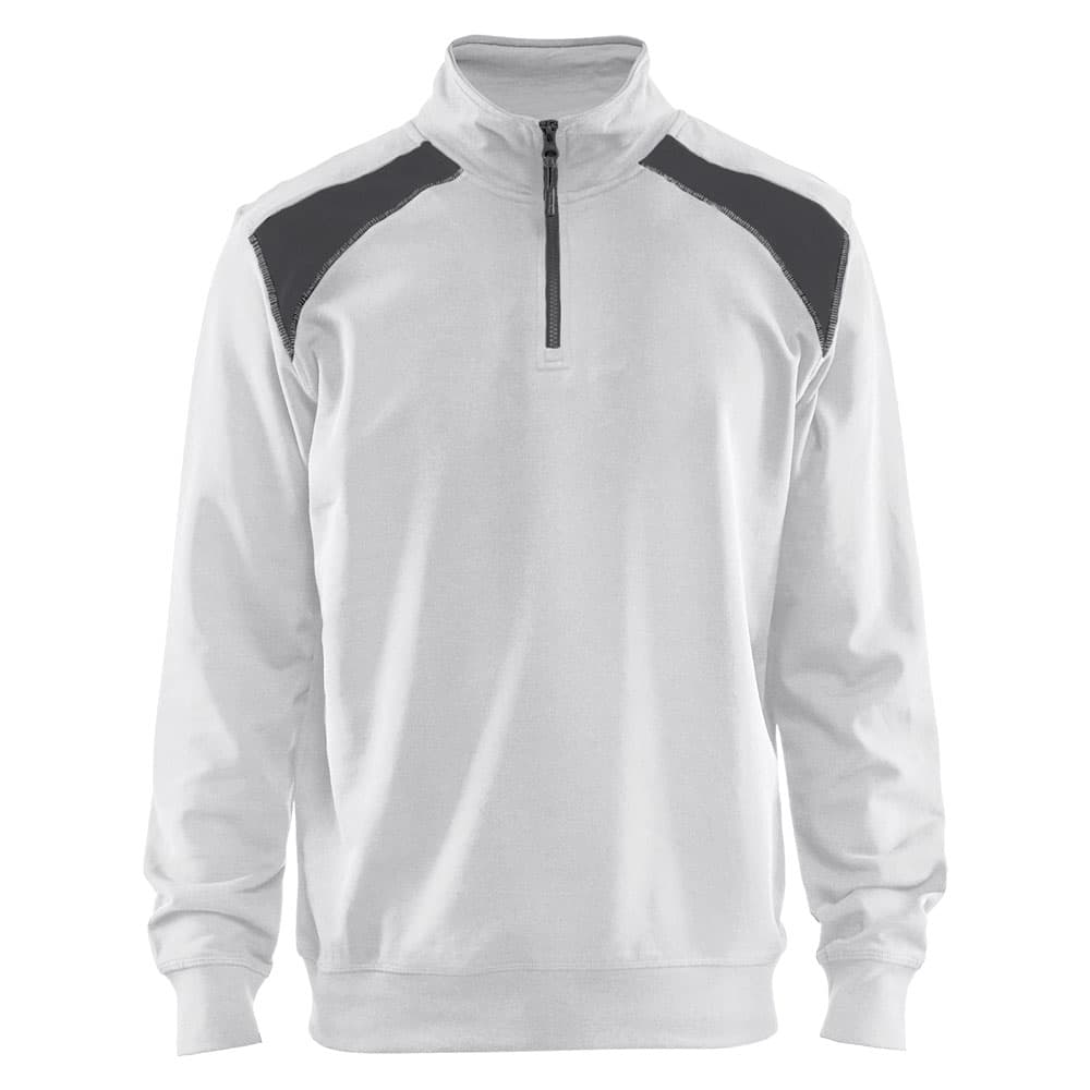 Blaklader Sweatshirt Bi-Colour met halve rits wit donkergrijs voorkant 33531158