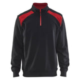 Blaklader Sweatshirt Bi-Colour met halve rits zwart rood voorkant 33531158