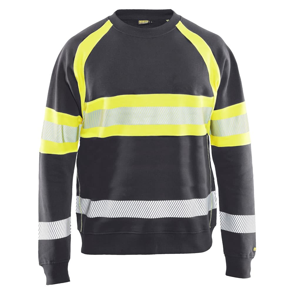Blaklader sweater medium grijs high vis geel voorkant 33591158