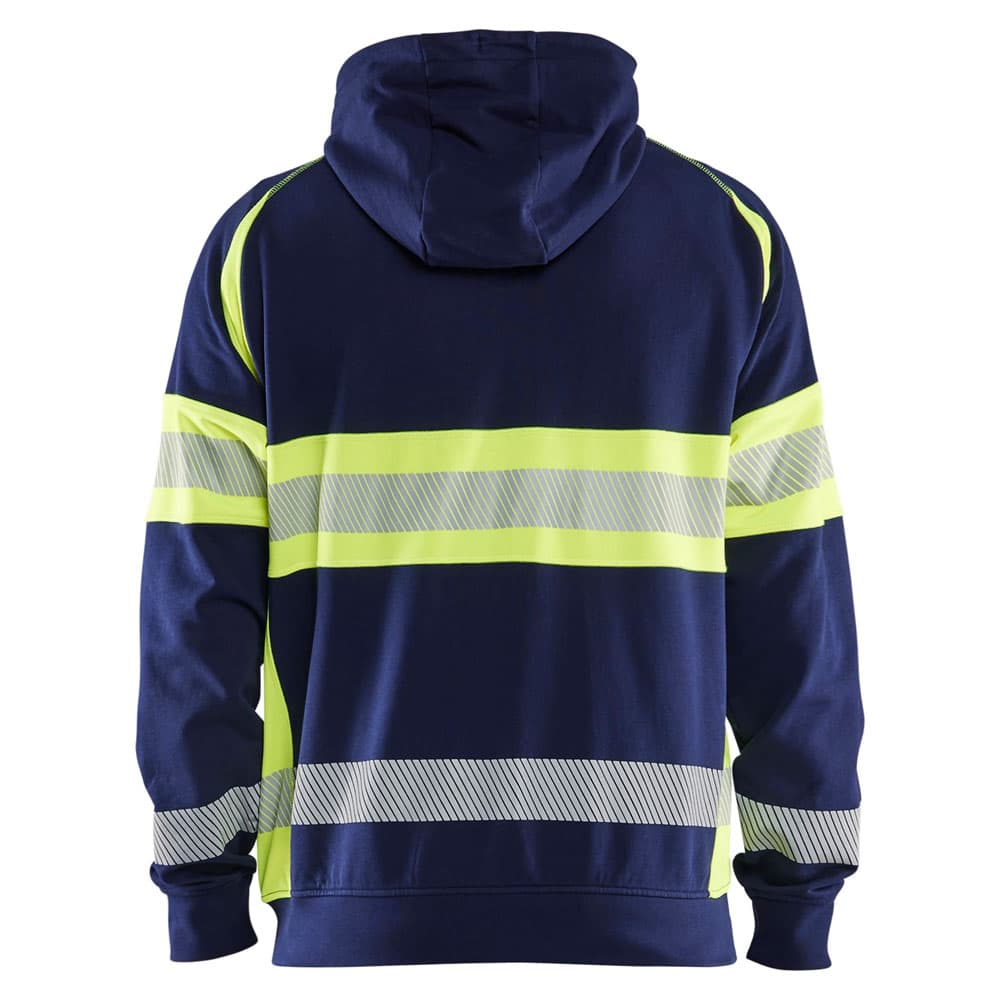 Blaklader high vis hooded sweatshirt marine high vis geel achterkant 355211588933