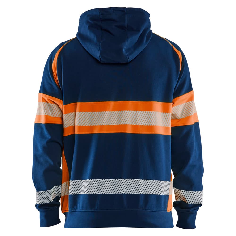 Blaklader high vis hooded sweatshirt marineblauw oranje achterkant 355211588933