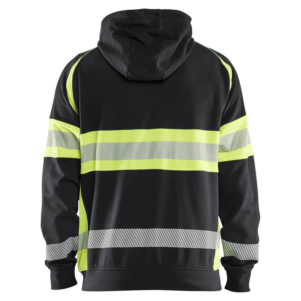 Blaklader high vis hooded sweatshirt zwart high vis geel achterkant 355211588933