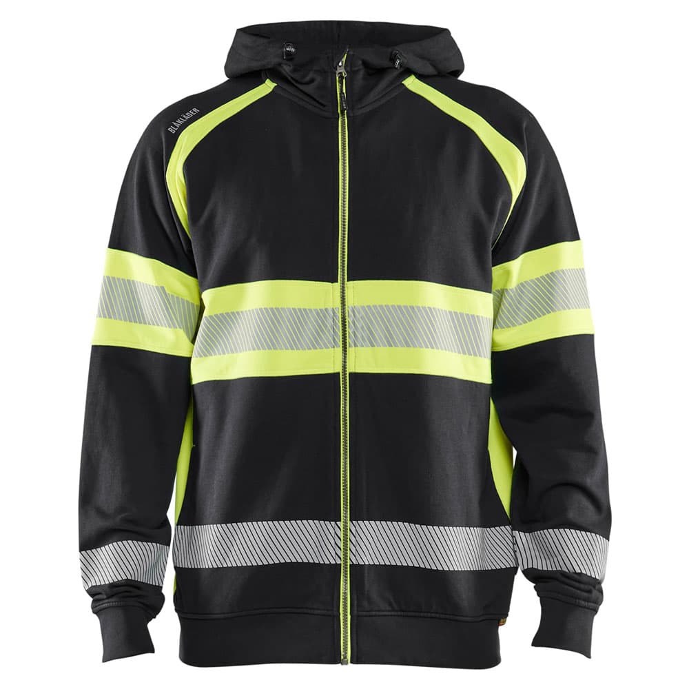 Blaklader high vis hooded sweatshirt zwart high vis geel voorkant 355211588933