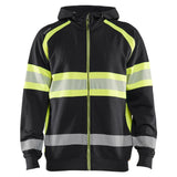 Blaklader high vis hooded sweatshirt zwart high vis geel voorkant 355211588933