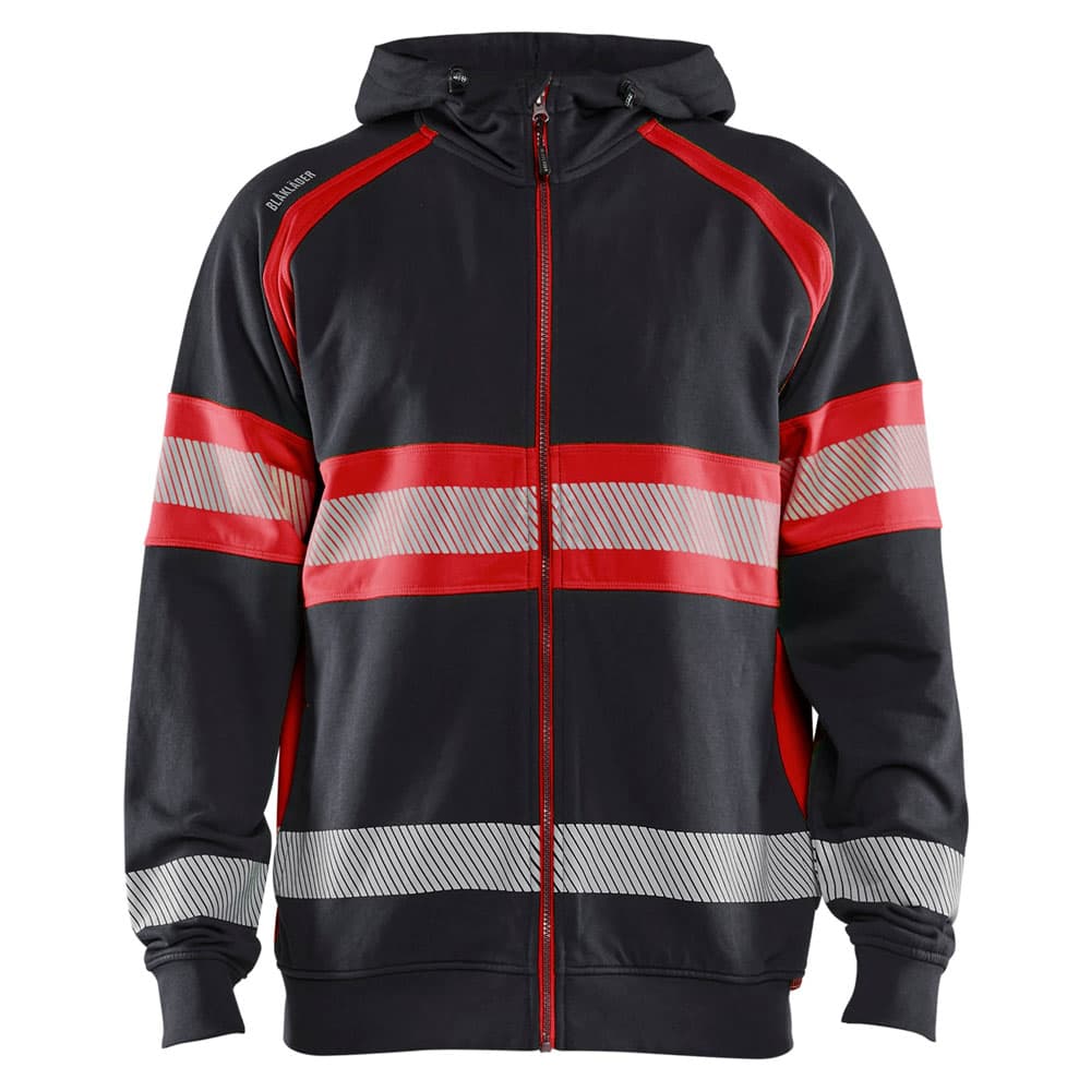 Blaklader high vis hooded sweatshirt zwart high vis rood voorkant 355211588933