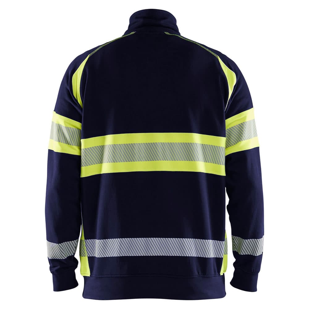 Blaklader high vis sweater halve rits marine high vis geel achterkant 355311588933
