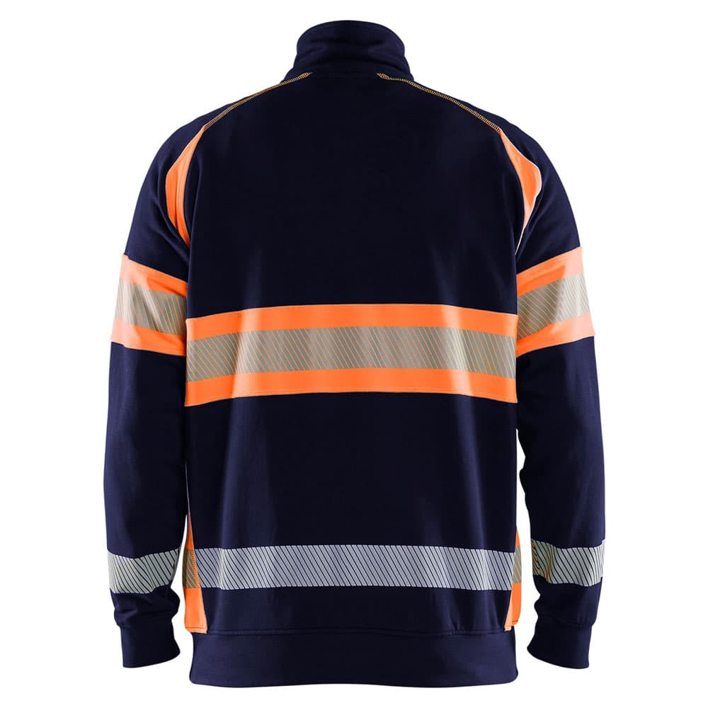 Blaklader high vis sweater halve rits marineblauw oranje achterkant 355311588933