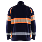 Blaklader high vis sweater halve rits marineblauw oranje achterkant 355311588933