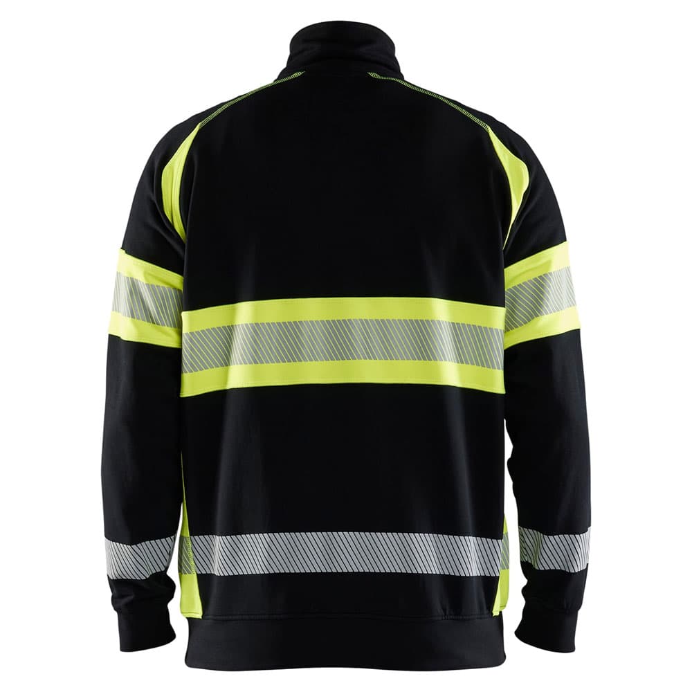 Blaklader high vis sweater halve rits zwart high vis geel achterkant 355311588933