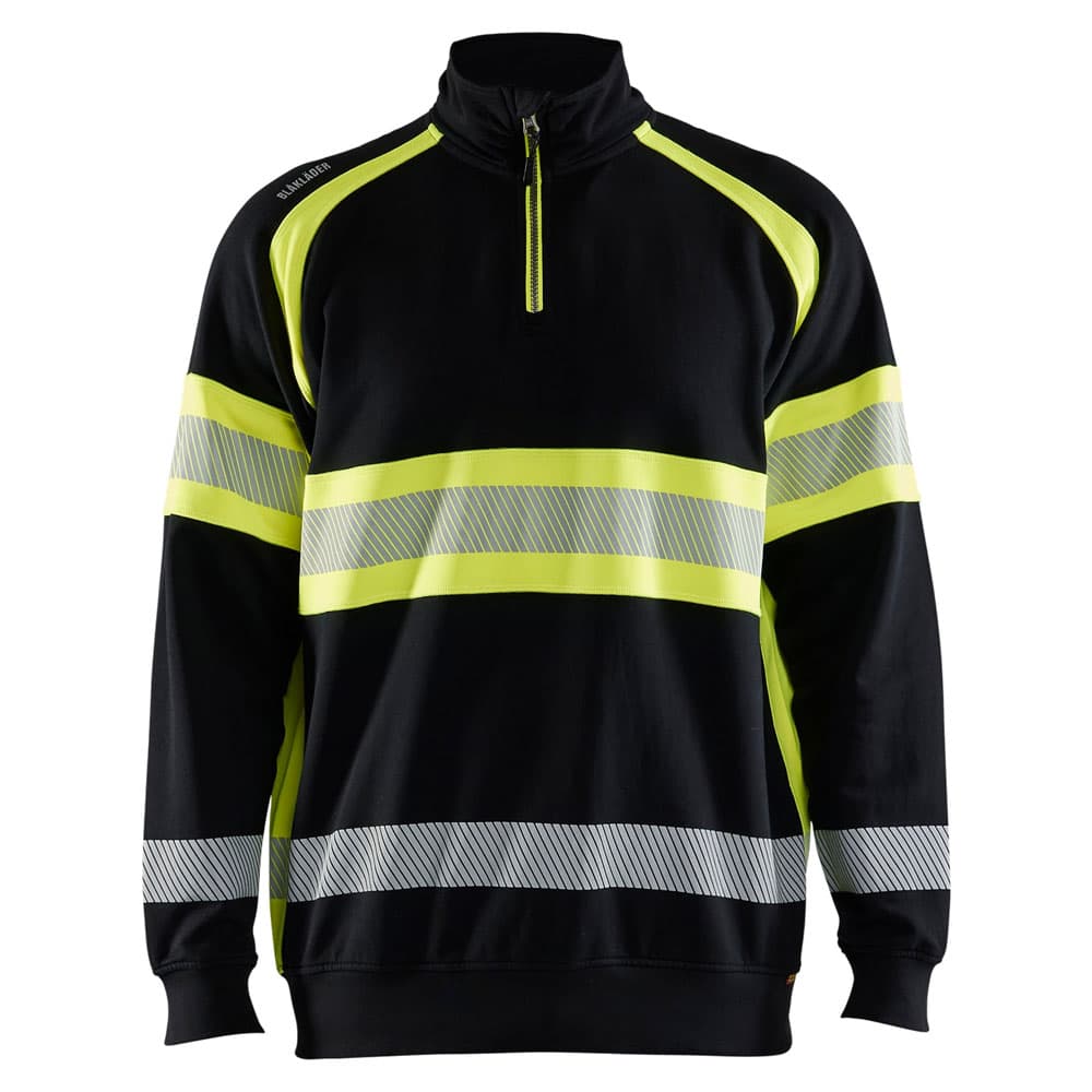 Blaklader high vis sweater halve rits zwart high vis geel voorkant 355311588933