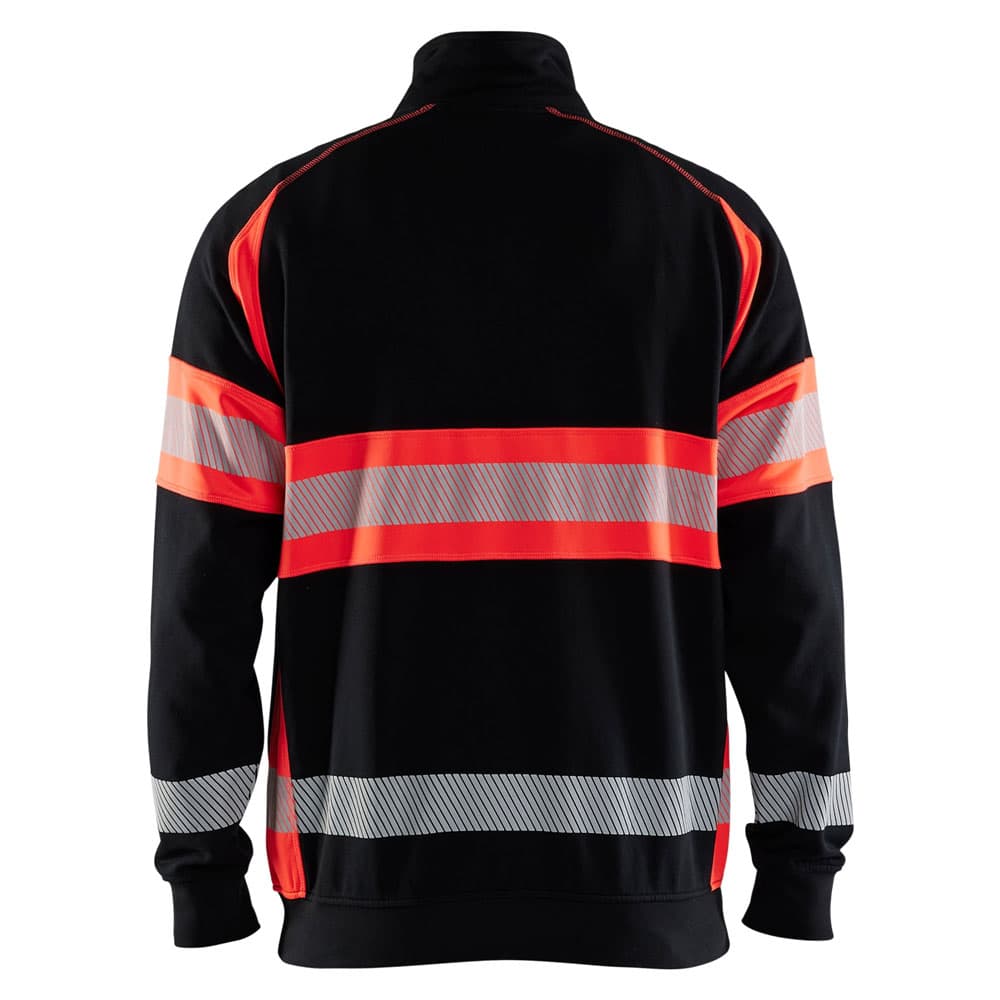 Blaklader high vis sweater halve rits zwart high vis rood achterkant 355311588933