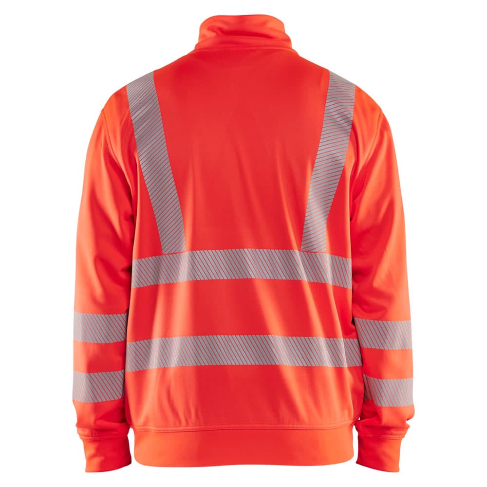 Blaklader high vis sweatshirt halve rits high vis rood achterkant 356425383300