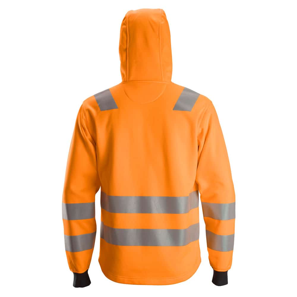 Snickers High-Vis Hoodie met rits Klasse 2/3 fluor oranje achterkant 8039