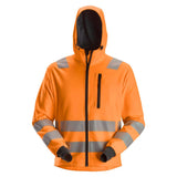 Snickers High-Vis Hoodie met rits Klasse 2/3 fluor oranje voorkant 8039