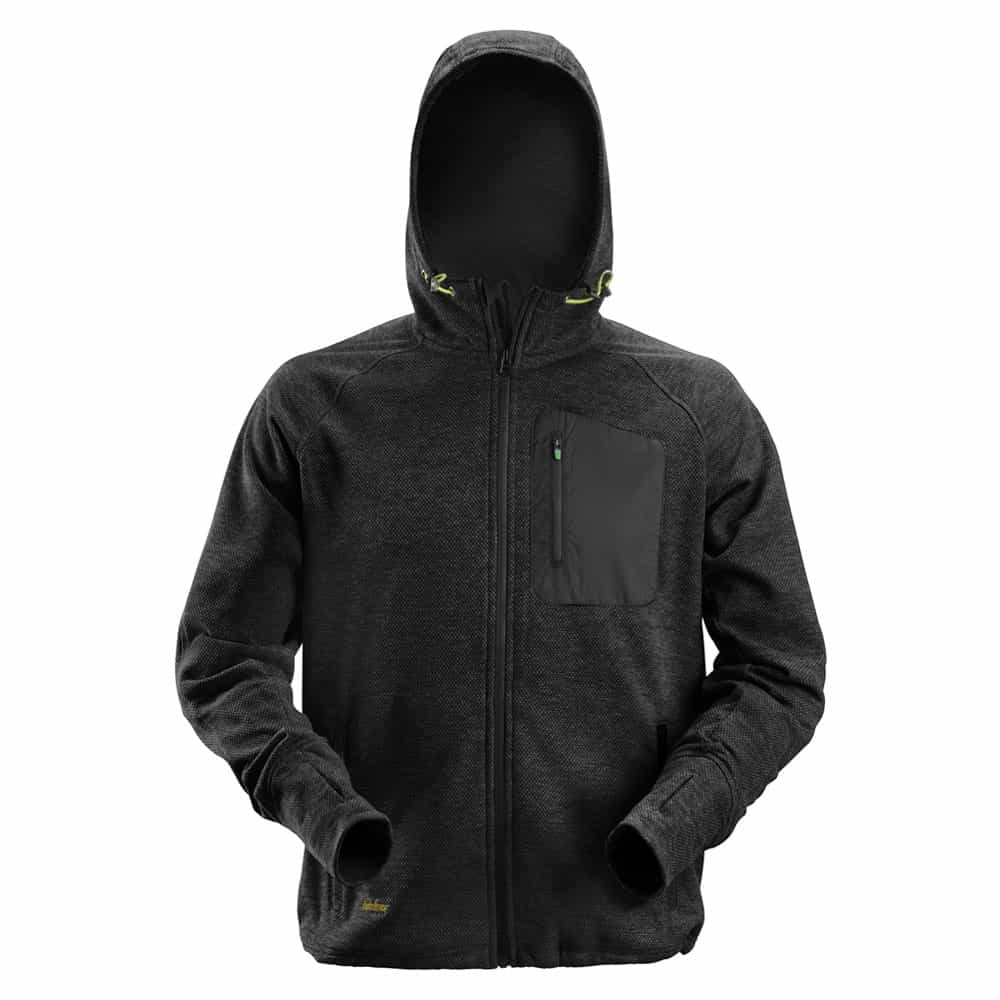 Snickers Fleece Hoodie zwart voorkant 8041