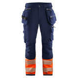 Blaklader high vis 4-weg-stretch werkbroek marineblauw oranje voorkant 199316428933