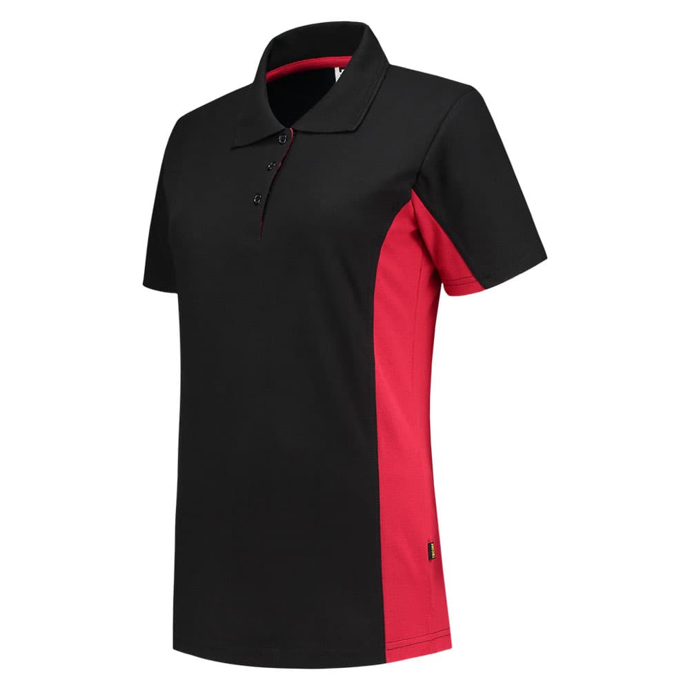 Tricorp Poloshirt Bicolor Dames zwart rood voorkant 202003