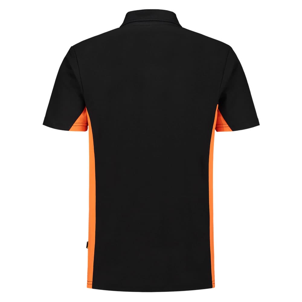 Tricorp Poloshirt Bicolor zwart oranje achterkant 202004
