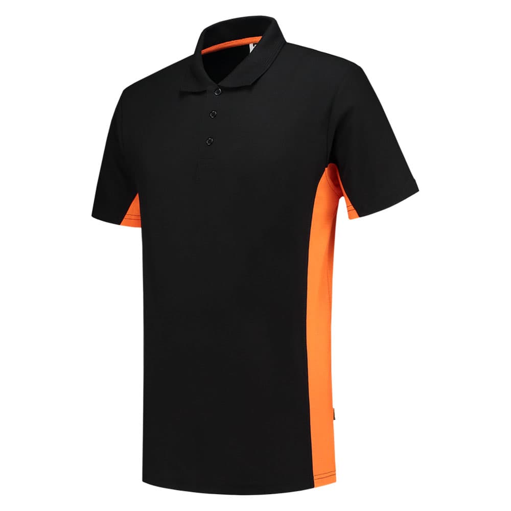 Tricorp Poloshirt Bicolor zwart oranje voorkant 202004