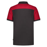 Tricorp Poloshirt Bicolor Naden donkergrijs rood achterkant 202006