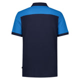 Tricorp Poloshirt Bicolor Naden inktblauw turquoise achterkant 202006