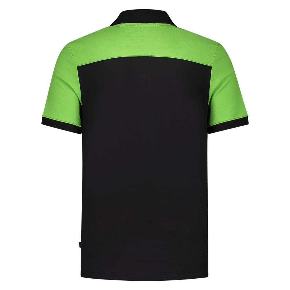 Tricorp Poloshirt Bicolor Naden zwart limoen achterkant  202006