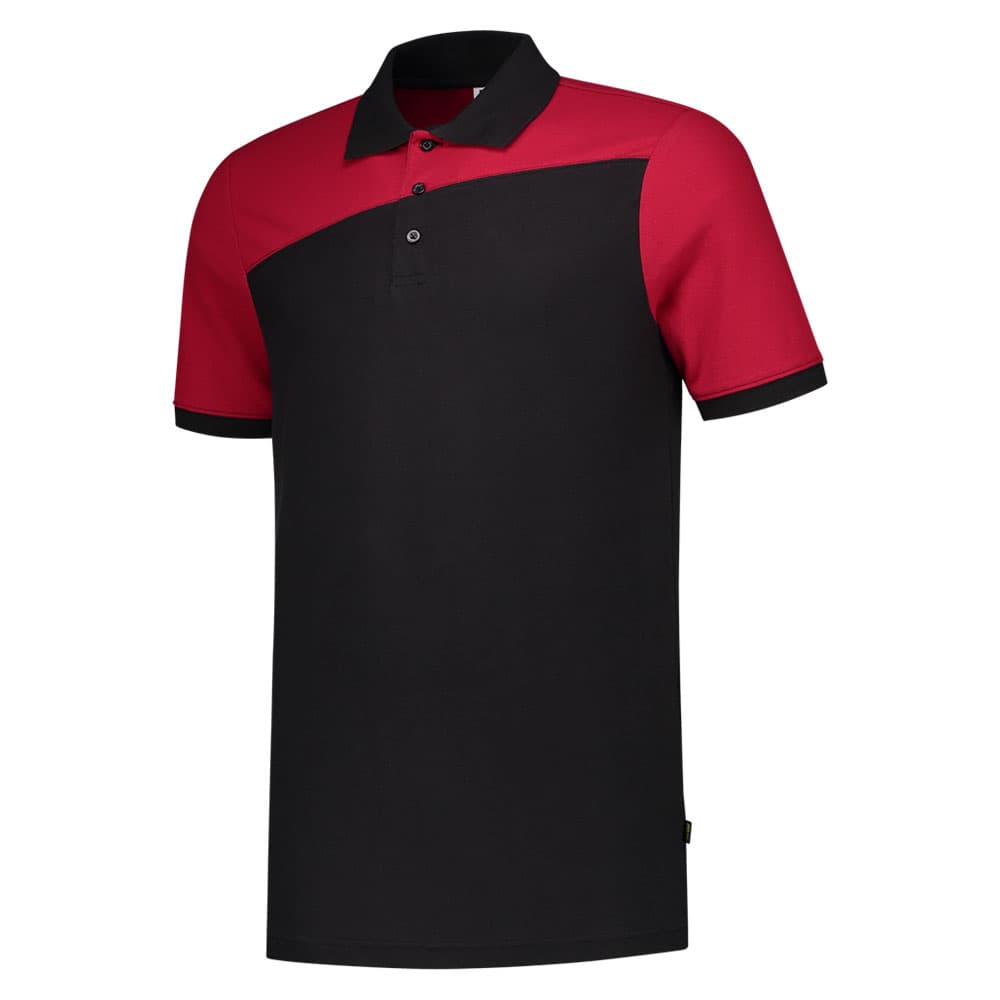 Tricorp Poloshirt Bicolor Naden zwart rood voorkant 202006