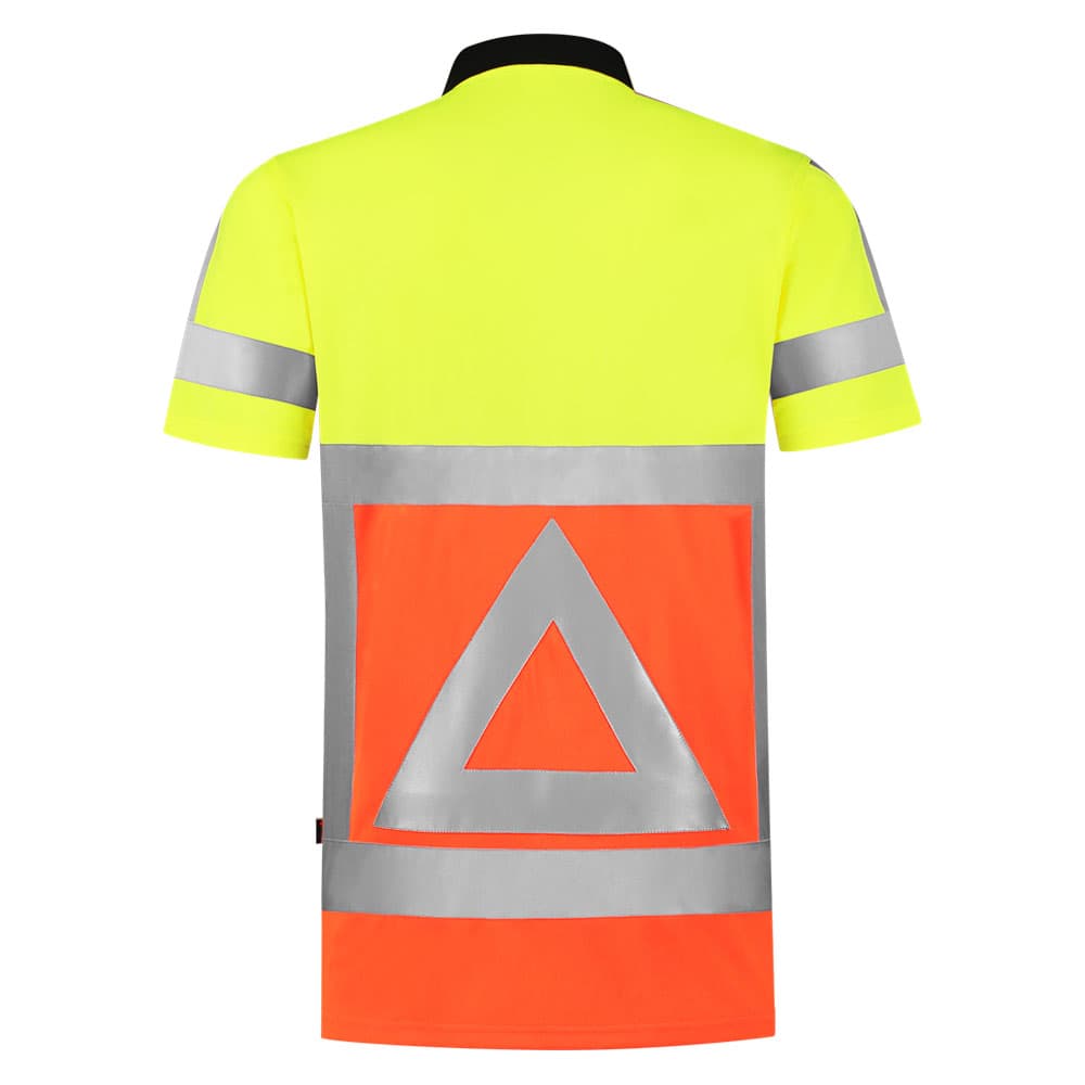 Tricorp Poloshirt Verkeersregelaar fluor oranje fluor geel achterkant 203011