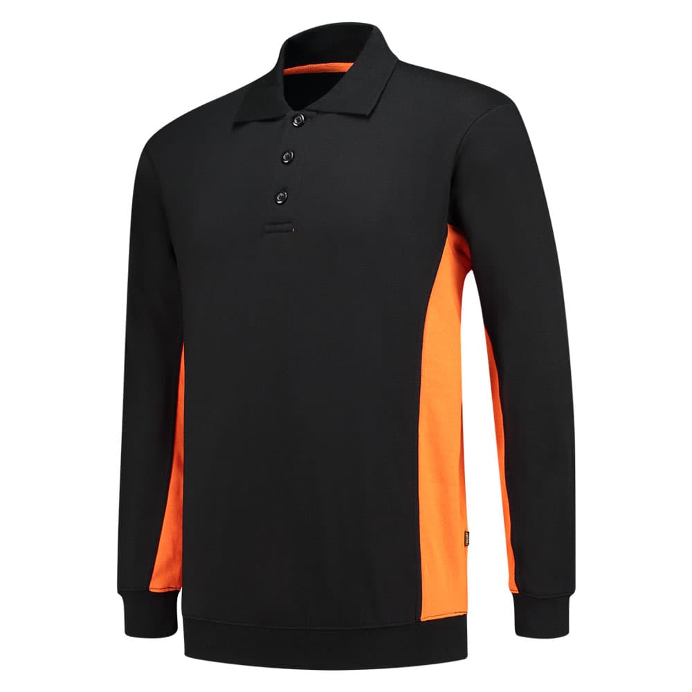 Tricorp Polosweater Bicolor zwart oranje voorkant 302003