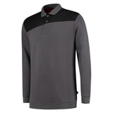 Tricorp Polosweater Bicolor Naden Basis kleuren donkergrijs zwart voorkant 302004