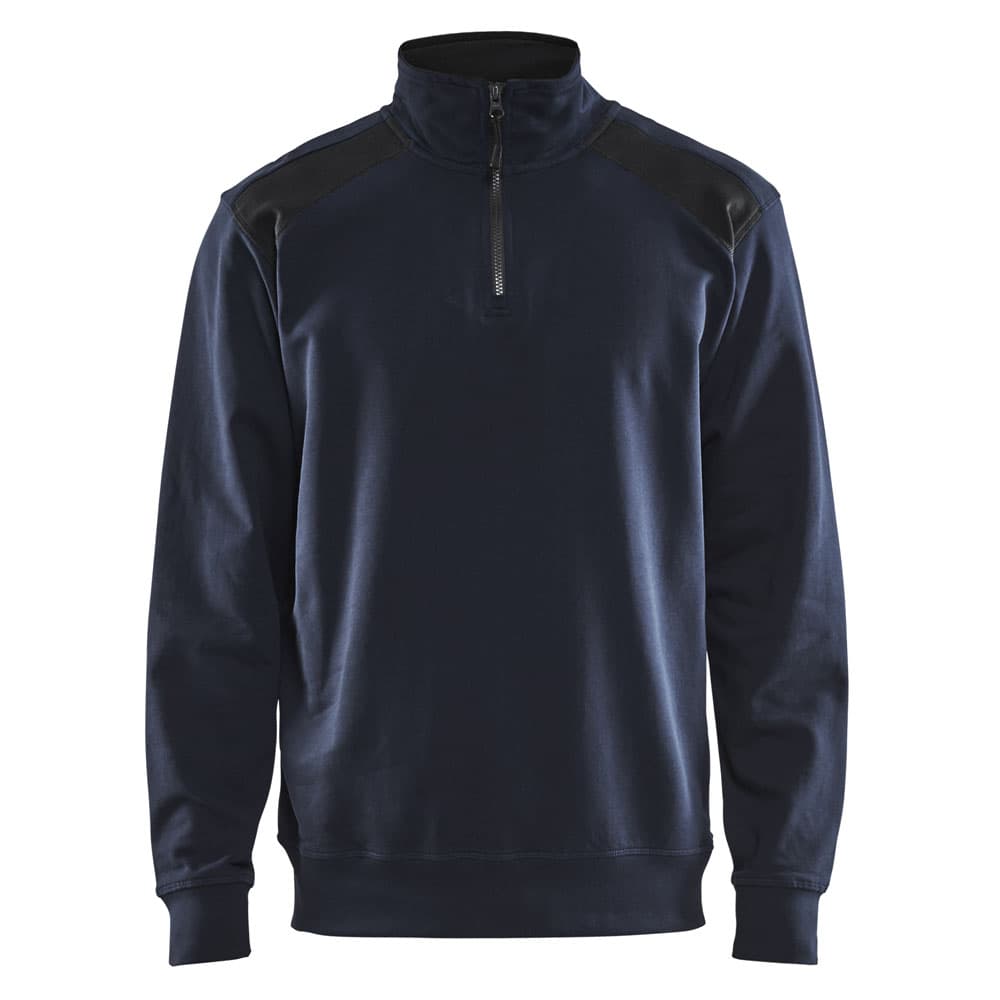 Blaklader Sweatshirt Bi-Colour met halve rits donker marineblauw zwart voorkant  33531158