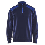 Blaklader Sweatshirt Bi-Colour met halve rits marineblauw korenblauw voorkant 33531158