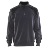 Blaklader Sweatshirt Bi-Colour met halve rits medium grijs zwart voorkant 33531158