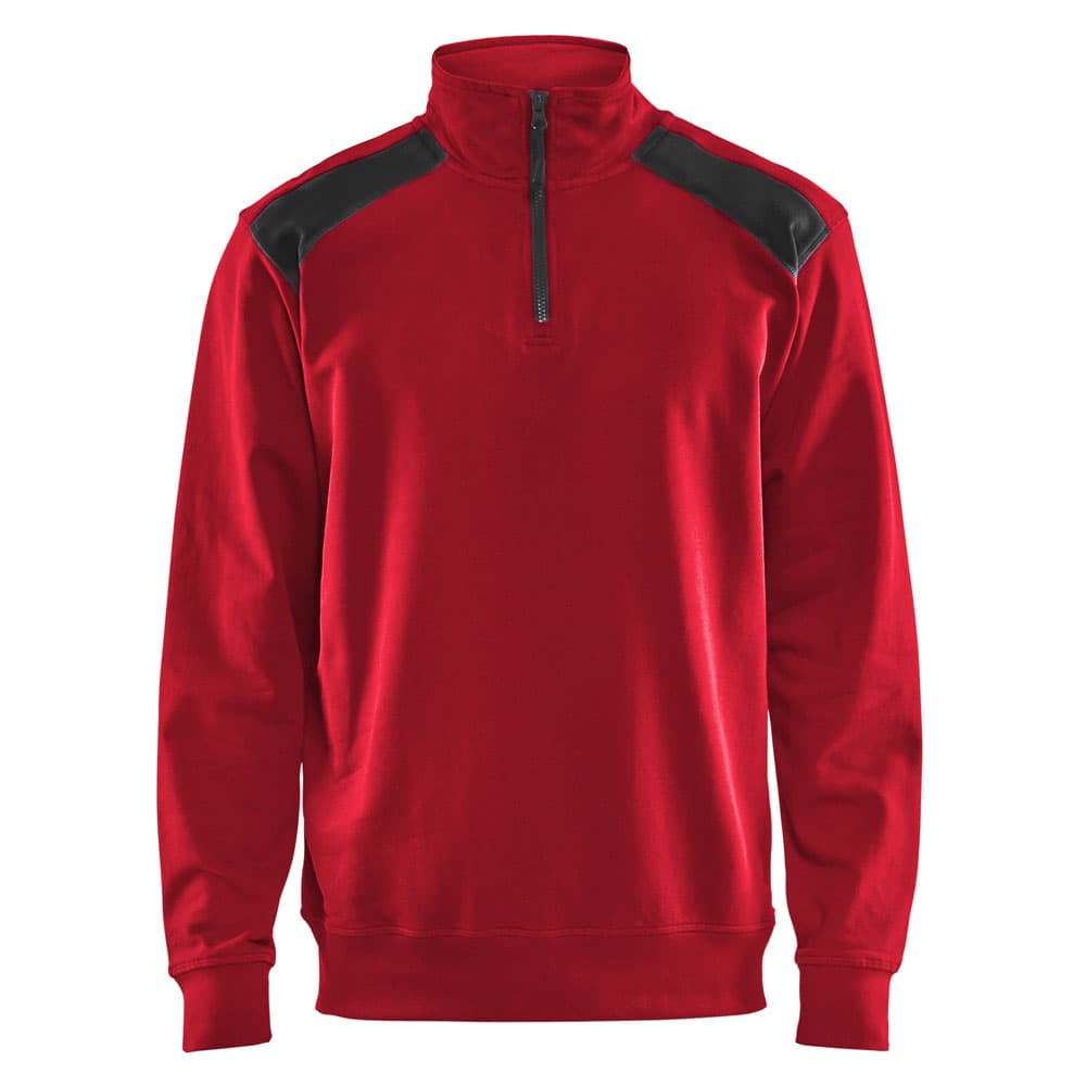 Blaklader Sweatshirt Bi-Colour met halve rits rood zwart voorkant 33531158