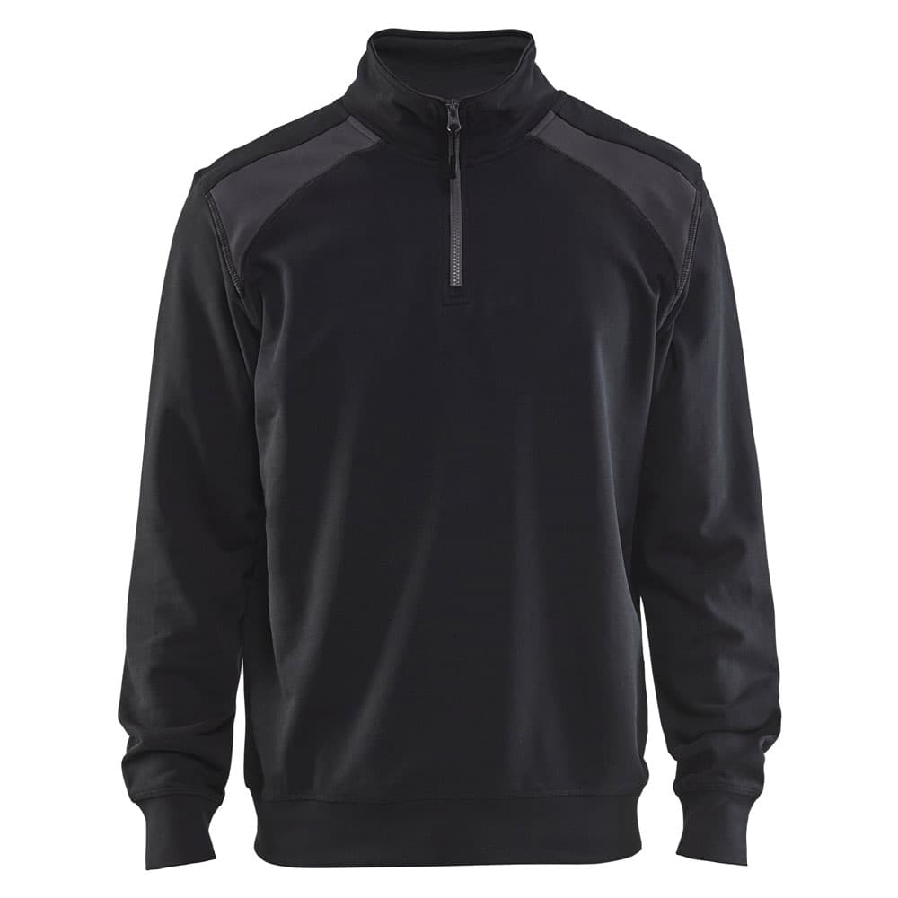 Blaklader Sweatshirt Bi-Colour met halve rits zwart donkergrijs voorkant 33531158