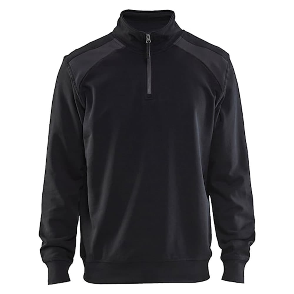 Blaklader Sweatshirt Bi-Colour met halve rits zwart medium grijs voorkant 33531158
