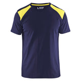 Blaklader T-Shirt Bi-Colour marineblauw fluor geel voorkant 33791042