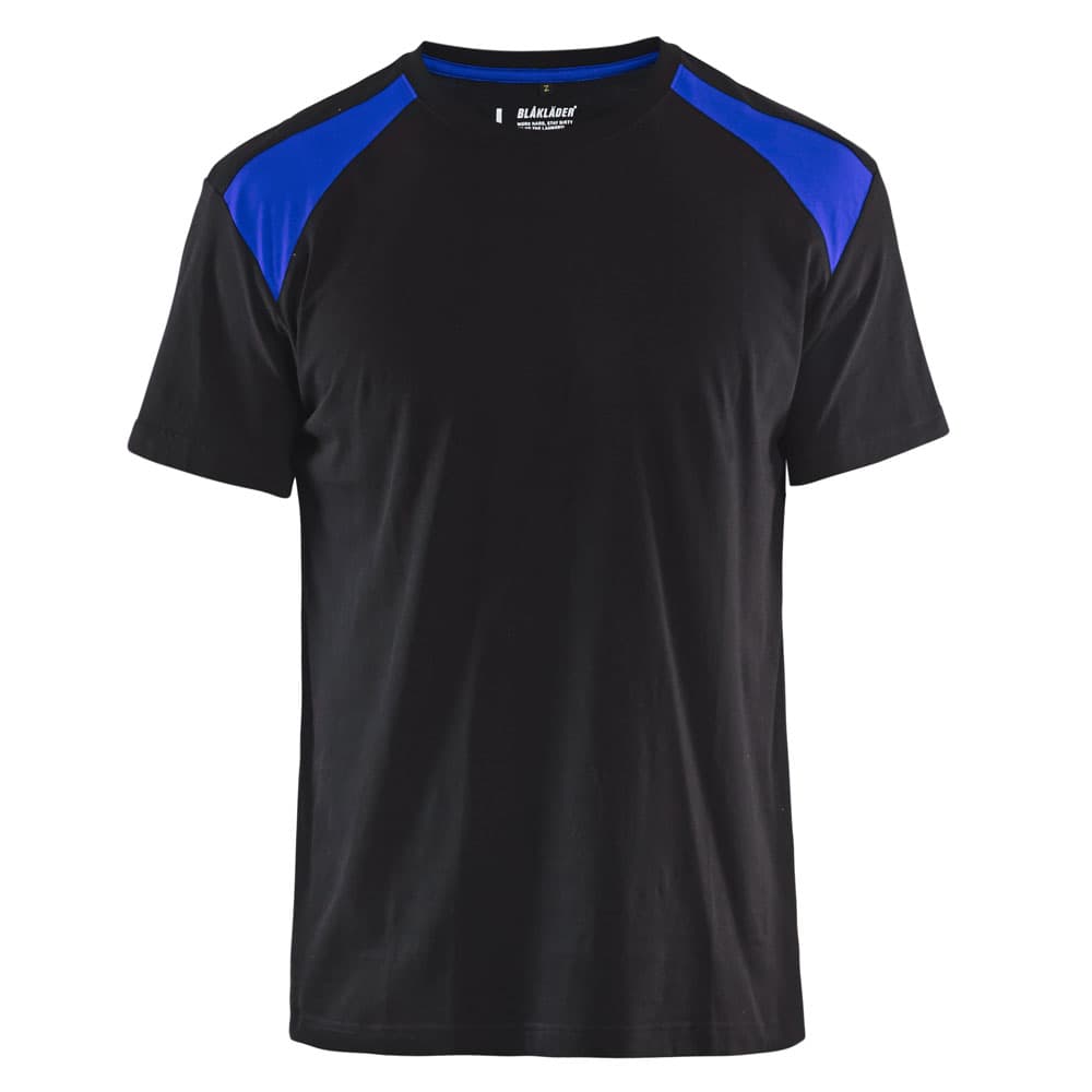 Blaklader T-Shirt Bi-Colour zwart korenblauw voorkant 33791042