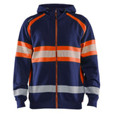 Blaklader high vis hooded sweatshirt marineblauw oranje voorkant  355211588933
