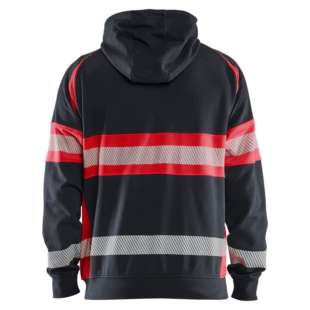 Blaklader high vis hooded sweatshirt zwart high vis rood achterkant 355211588933