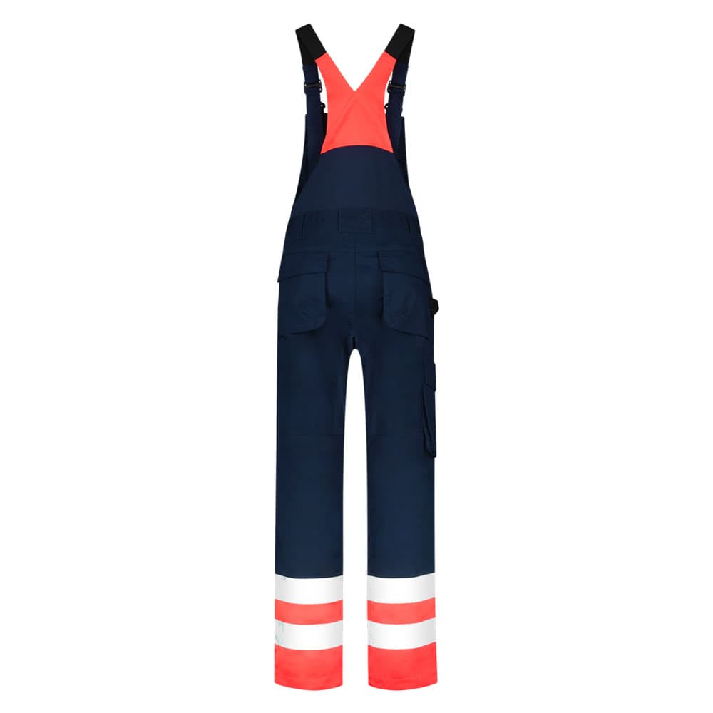 Tricorp Amerikaanse Overall High vis inktblauw fluor rood achterkant 753006