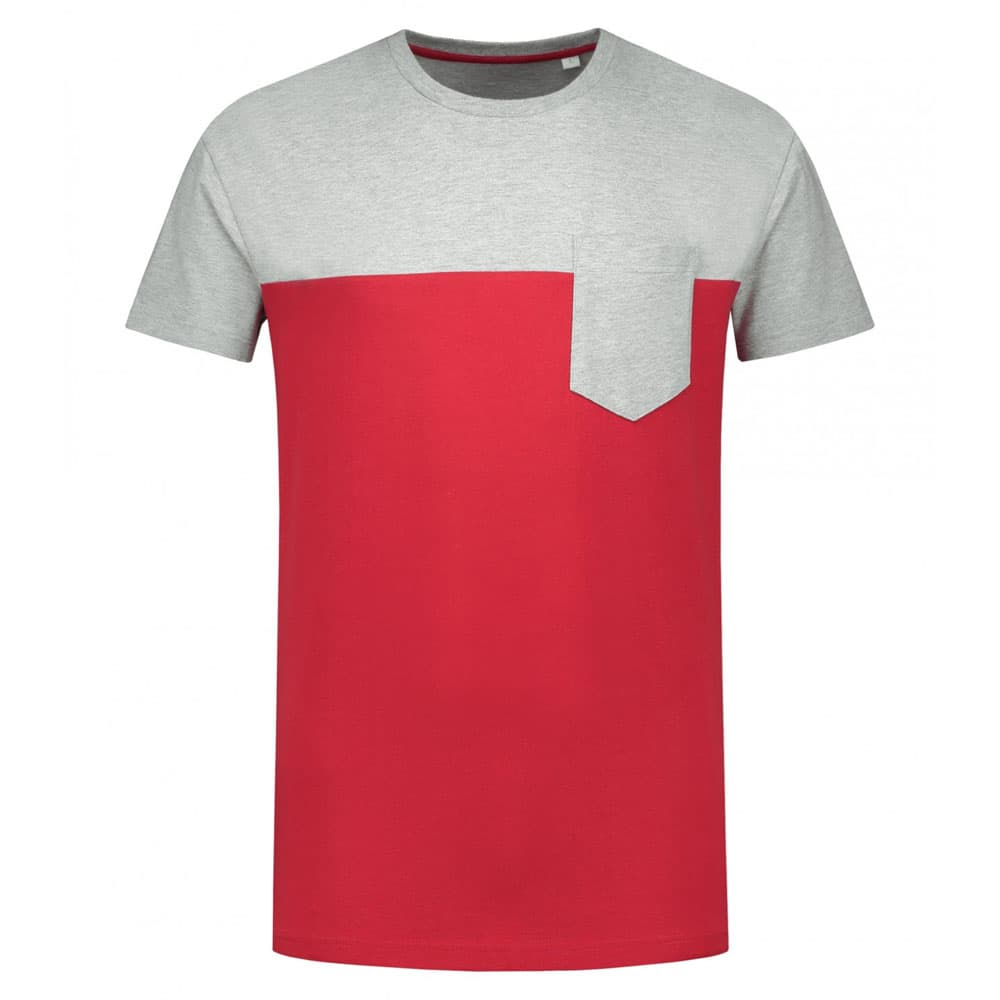 Lemon & Soda T-shirt iTee pocket grijs melange rood voorkant SS LEM1115