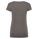 Lemon & Soda Cotton Elastane V-neck T-shirt Short Sleeves for her grijs achterkant LEM1262