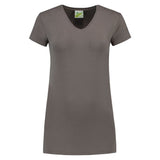 Lemon & Soda Cotton Elastane V-neck T-shirt Short Sleeves for her grijs voorkant LEM1262
