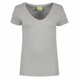 Lemon & Soda Cotton Elastane V-neck T-shirt Short Sleeves for her grijs melange voorkant LEM1262