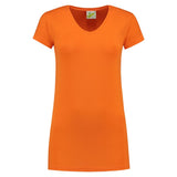 Lemon & Soda Cotton Elastane V-neck T-shirt Short Sleeves for her oranje voorkant LEM1262
