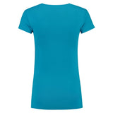 Lemon & Soda Cotton Elastane V-neck T-shirt Short Sleeves for her turquoise achterkant LEM1262