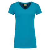 Lemon & Soda Cotton Elastane V-neck T-shirt Short Sleeves for her turquoise voorkant LEM1262