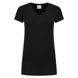 Lemon & Soda Cotton Elastane V-neck T-shirt Short Sleeves for her zwart voorkant LEM1262