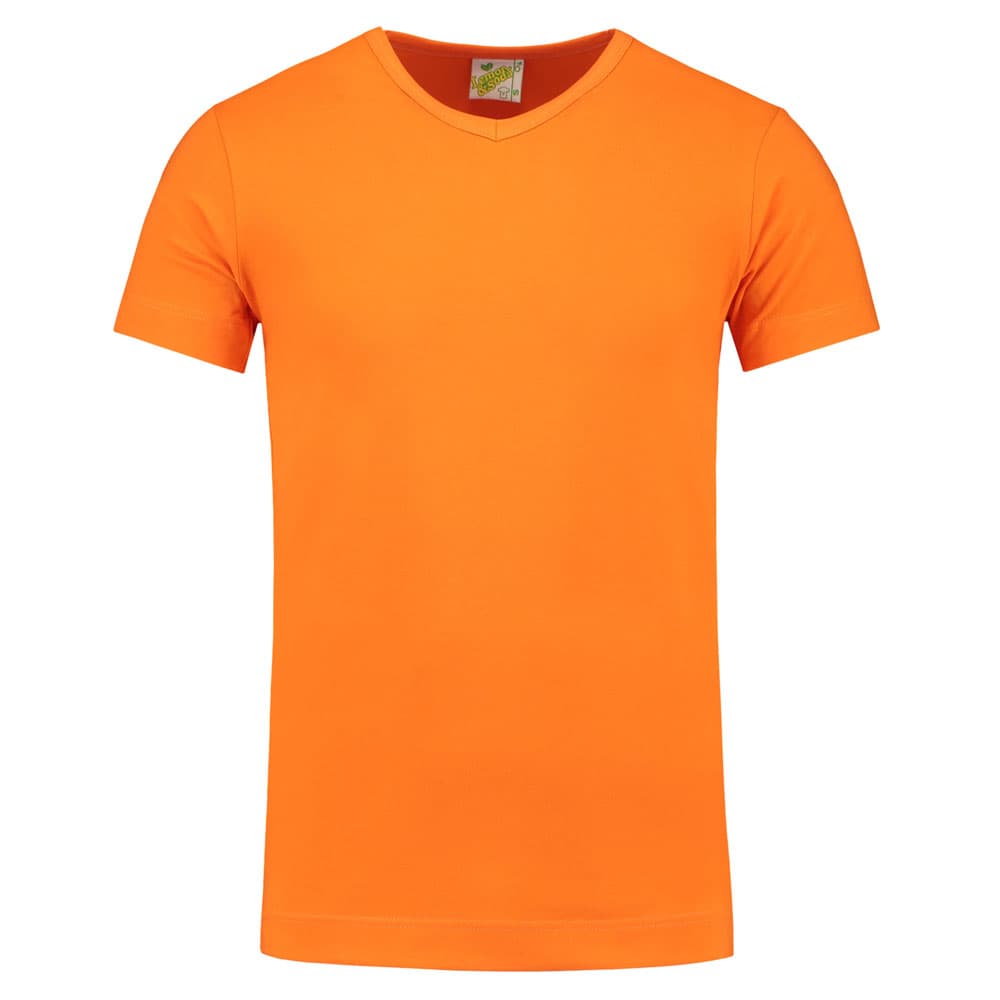 Lemon & Soda Cotton Elastane V-neck T-shirt Short Sleeves for him oranje voorkant  LEM1264